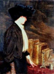 Straker, Henry, 1860-1943; Woman Looking at Books