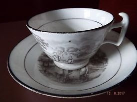Bat printed cup and saucer possibly New Hall £2-00
