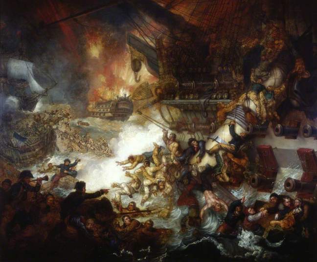 Brown, Mather, 1761-1831; The Battle of the Nile: Destruction of 'L'Orient', 1 August 1798
