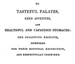 Kitchiner cookbook dedication