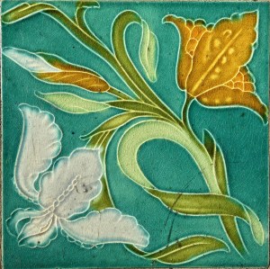 Flower tile cream turquoise
