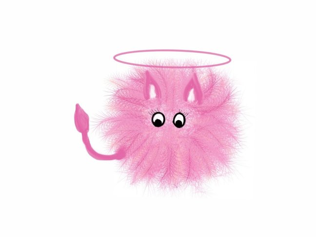 Pink fluffy devil with halo