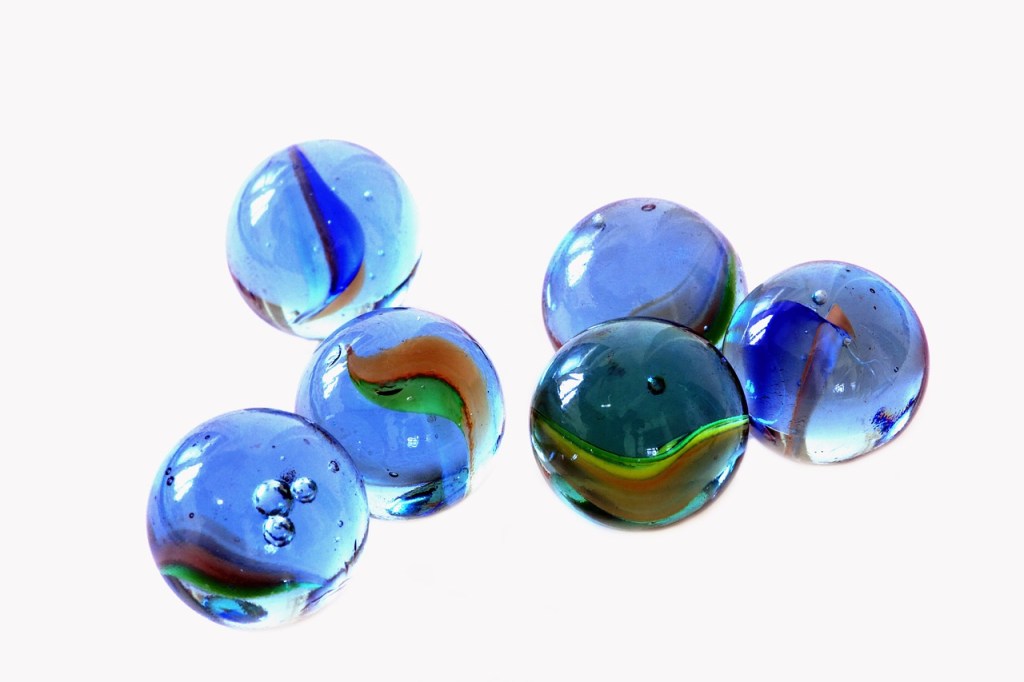 Blue marbles - more appealing to the average child!