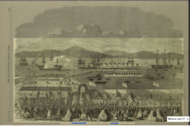 Photo of the laying of the foundation stone, Albert Harbour Greenock Illustrated London News 23 August 1862