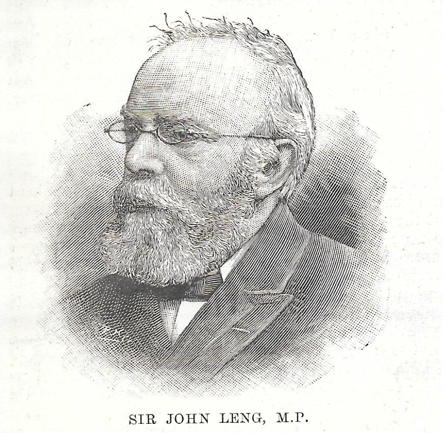 Newspaper engraving of Sir John Leng (Illustrated London News, Saturday 10 June 1983)