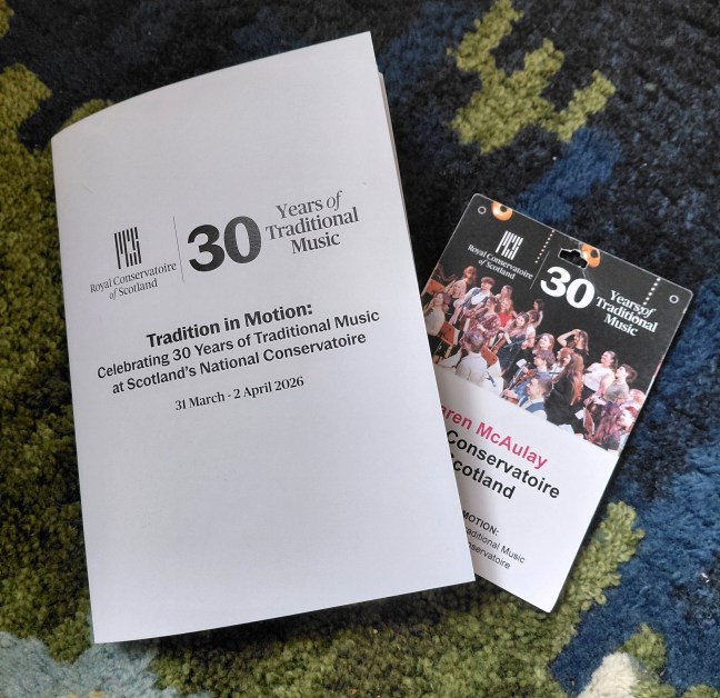 Programme and delegate tag for Tradition in Motion conference at RCS