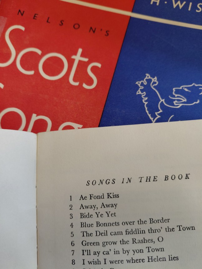 Nelsons's Scots Song Book no.4 - contents page in pupil's book, and the teacher's book cover